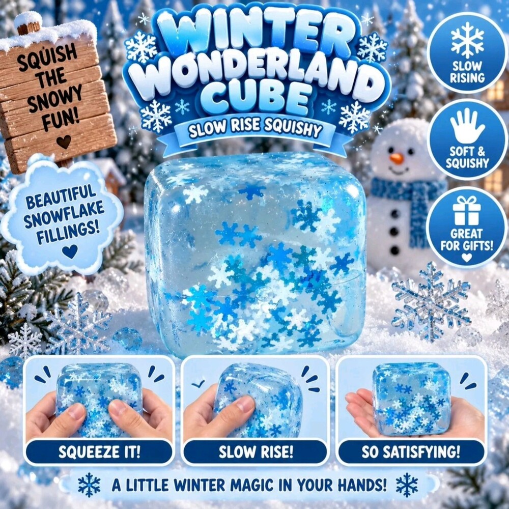 Winter Wonderland Cube Slow Rise Squishy Blue Snowflake Toy